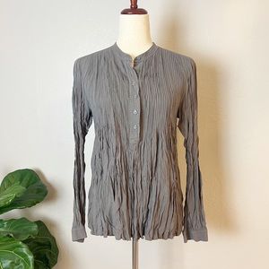•SUNDANCE• Mystic Falls Pintuck Crinkle Long Sleeve Top in‎ Gray Size Small